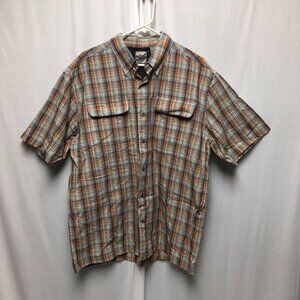 North River Shirt Mens Size Large Plaid Button Down Short Sleeve Cotton Casual